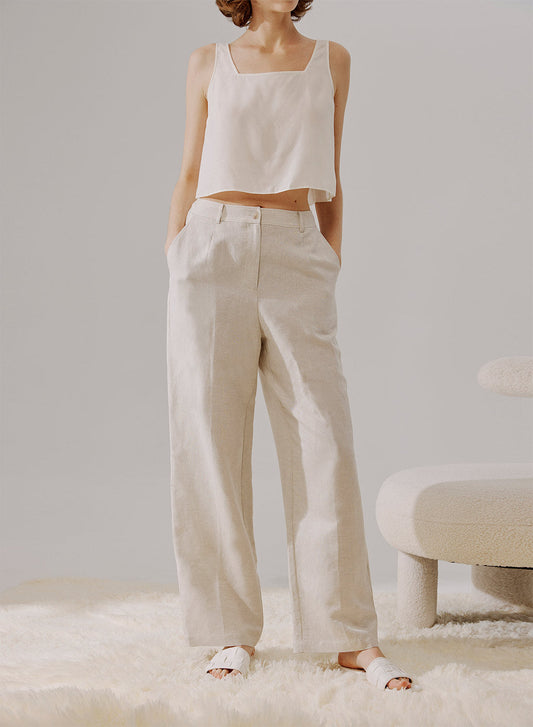 Wide-Cut Linen Pants image 0