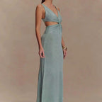 V-neck kink vest long skirt