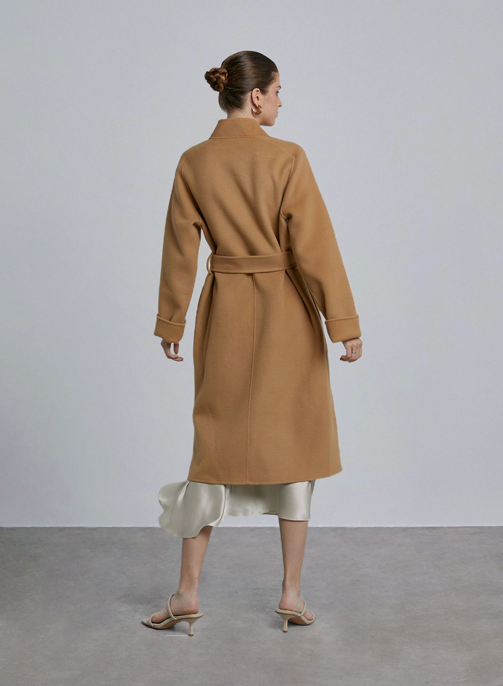 Merino Wool Designed Collar Long Coat image 1
