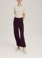 Wide-Leg Pure Wool Trouser With Pocket - Burgundy, XL image
