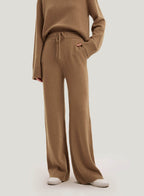Wide-Leg Pure Cashmere Pants - Camel, S image