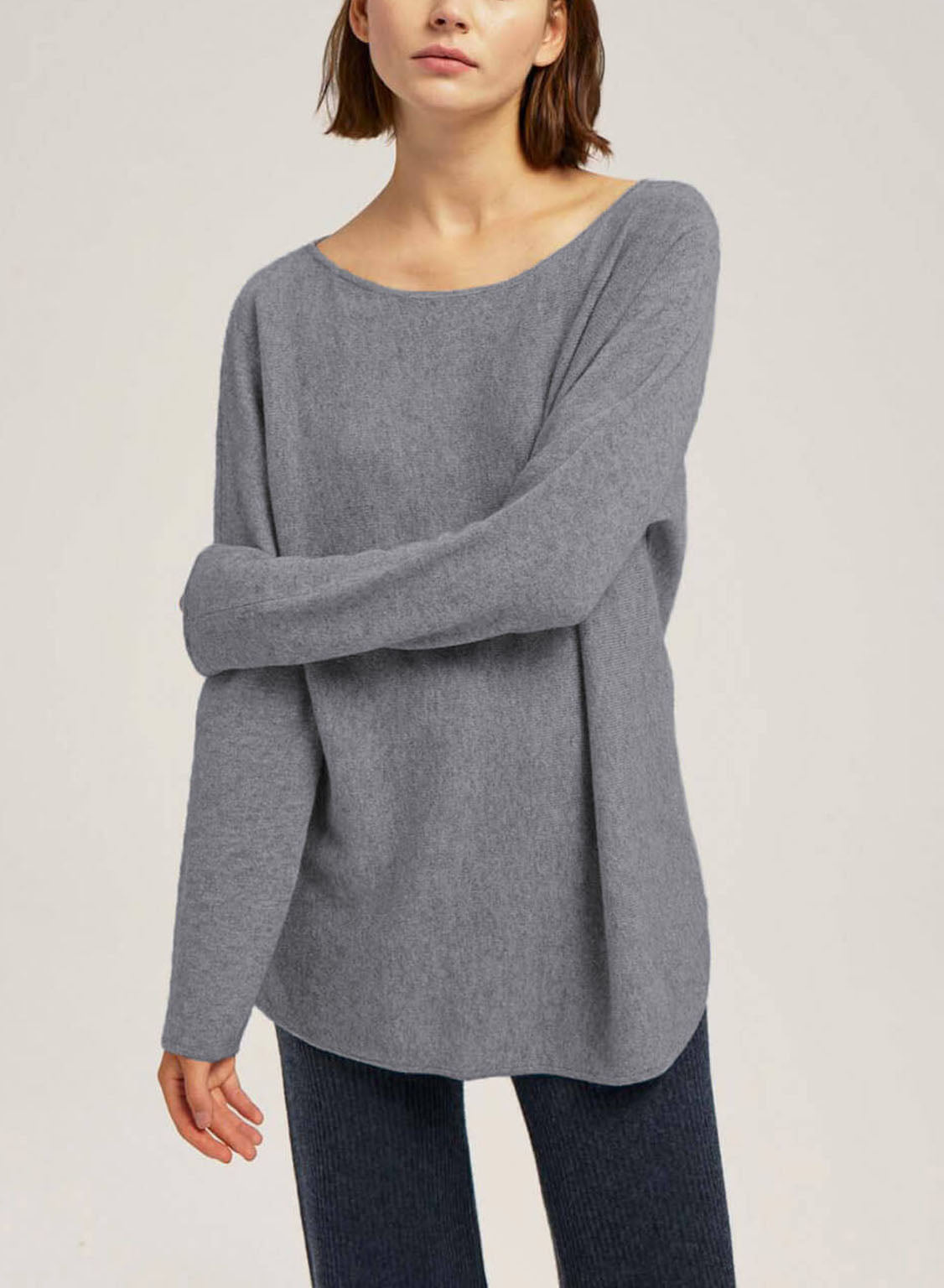 Boatneck Pure Wool Sweater - Smoke, XL image