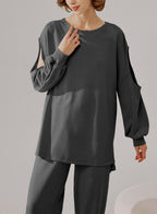 Cut Out Sleeve Sweatshirt - Tundora, S image