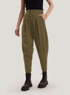 Wool-Blend Tapered Trousers - Army Green, M image