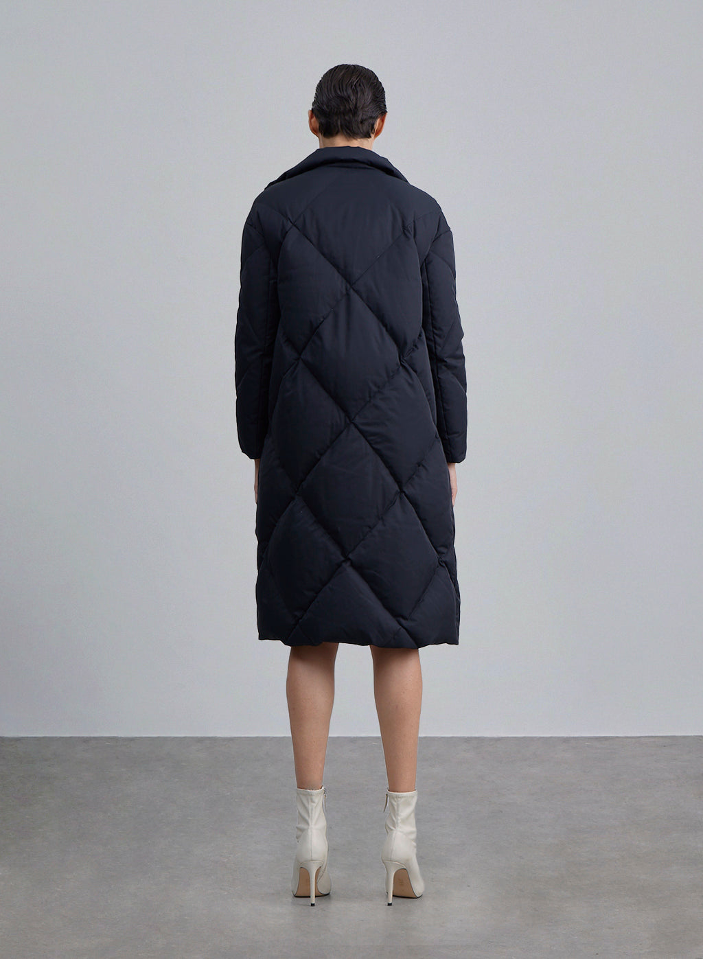 Diamond Block Turtle Neck Down Coat image 1