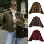 Suede Zip Casual Jacket Top