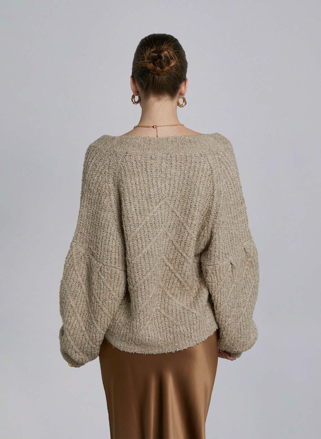 V-Detail Wool-Blend Knit Sweater image 1