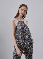 Printed Halter Neck Silk Top image 1