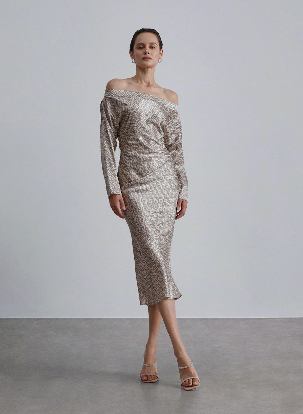 Off-the-shoulder Batwing Silk Dress image 0