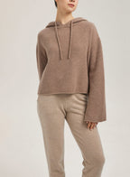 Cropped Wool-Cashmere Hoodie - Dark Wood, M image