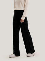 Pure Yak Wool Wide-Leg Trousers - Navy, M image
