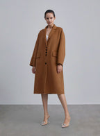 Notch Lapel Shift Wool Coat - Vicuna, S image