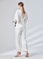 Flutter Sleeve Deep V-neck Satin Jumpsuit image 1