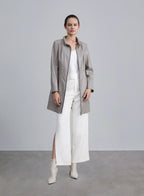 Zip Front Cinched Faux Leather Jacket - Tide, S image