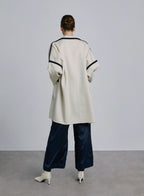 Contrast Trim Notch Lapel Wool Coat image 1