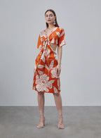 Printed Tie Front Silk Dress image 0