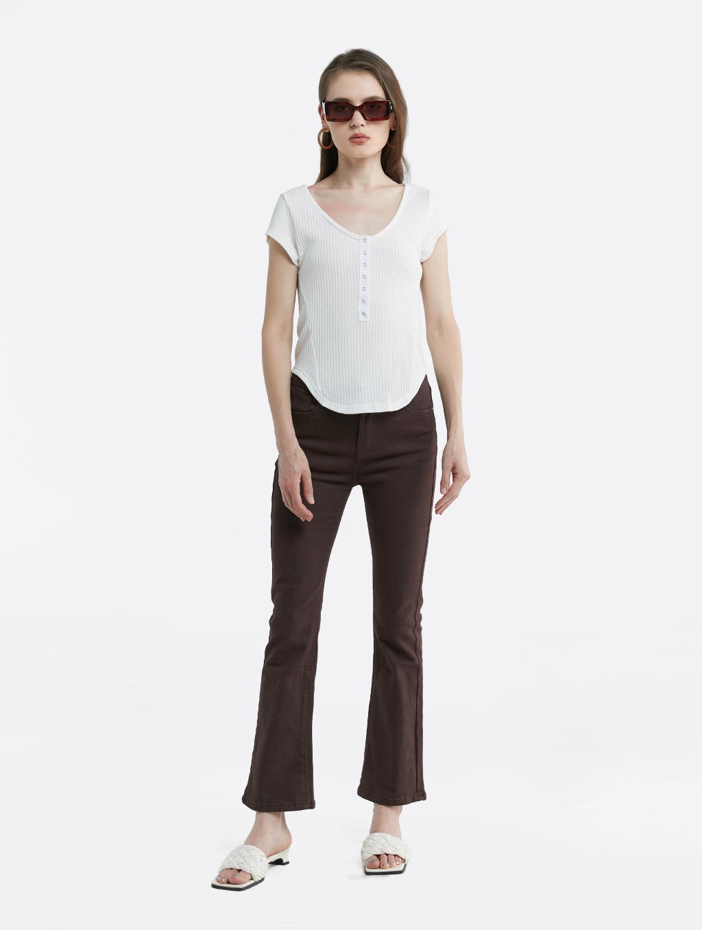Waffle Buttoned Front T-shirt image 1