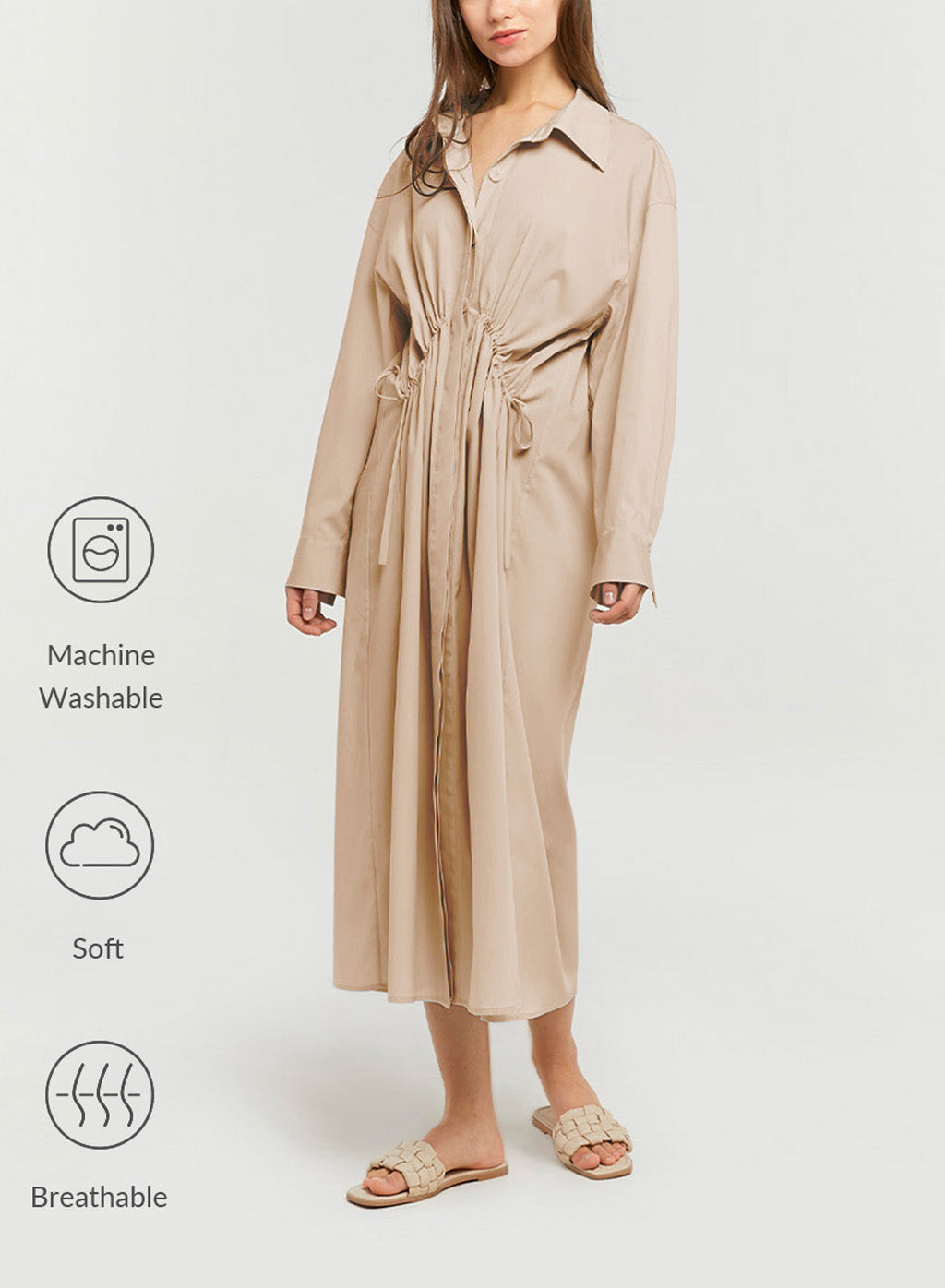 Pleated Shirt Dress - Celadon, M image