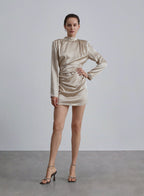 Long Sleeves Pleated Silk Dress image 0
