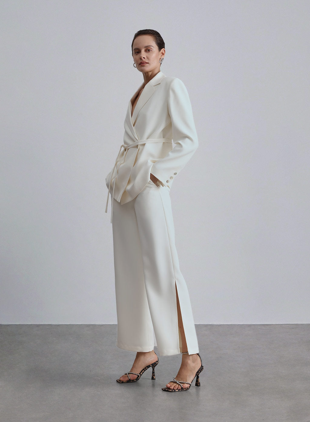 High Side Slit Blend Suit Pants image 0