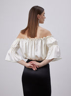 Off-the-Shoulder Ruffled Silk Top image 1
