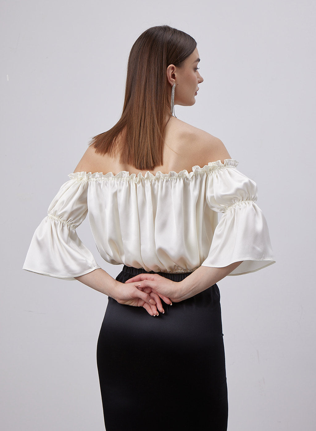 Off-the-Shoulder Ruffled Silk Top image 1
