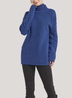 Oversized Pure Cashmere Turtleneck Sweater - Denim, XL image