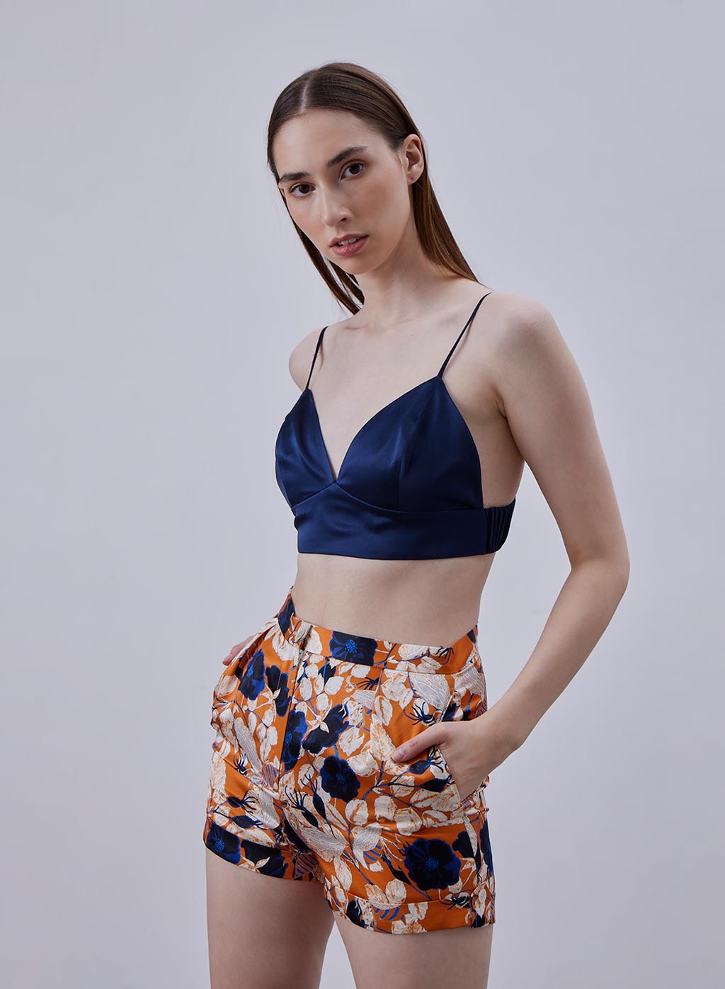 Plunging Silk Triangle Bralette image 0