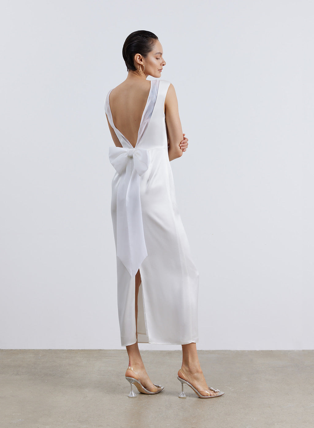 Back Bowknot Satin Dress image 1