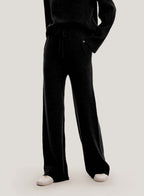 Wide-Leg Wool-Cashmere Knitted Pants - Black, S image