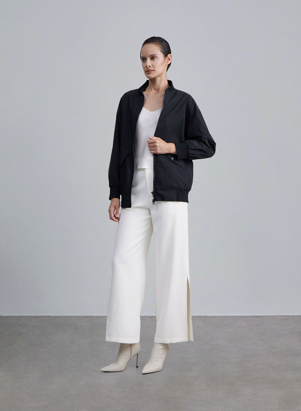 Straight Shoulder Knitted Baseball Jacket image 0