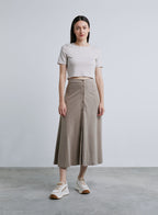 Button Front Slit Skirt - Almond Frost, L image