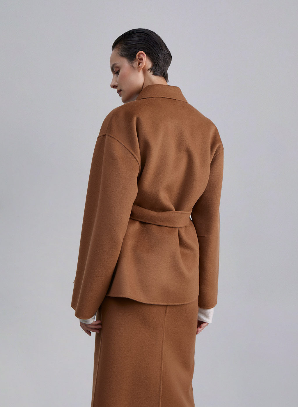 Oversized Knotted Wool Cropped Coat image 1