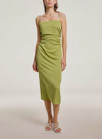 Modern Acetate Blend Slip Dress - Light Green, L image