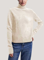 Pure Yak Wool Roll-Neck Fine-Knit Sweater - Beige, XL image