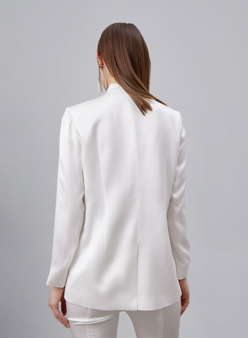 Collarless One-Button Satin Blazer image 1