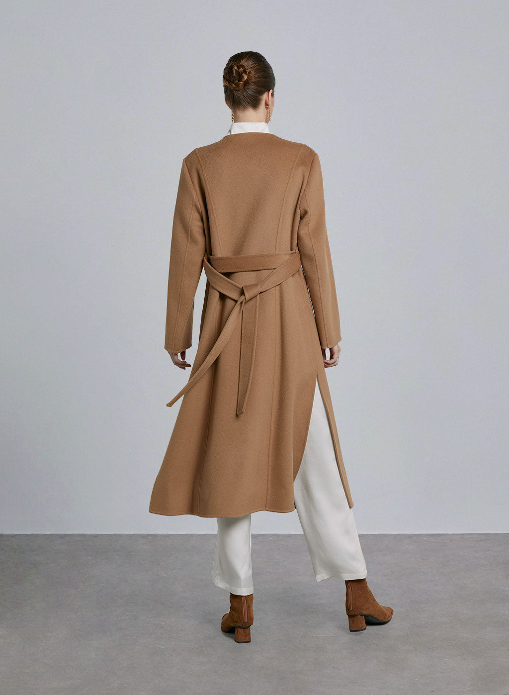 Collarless Double Breasted Wool Coat image 1