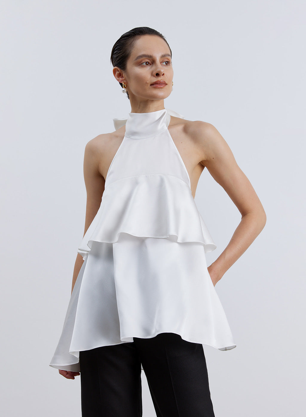 High Neck Tiered Silk Camisole image 1