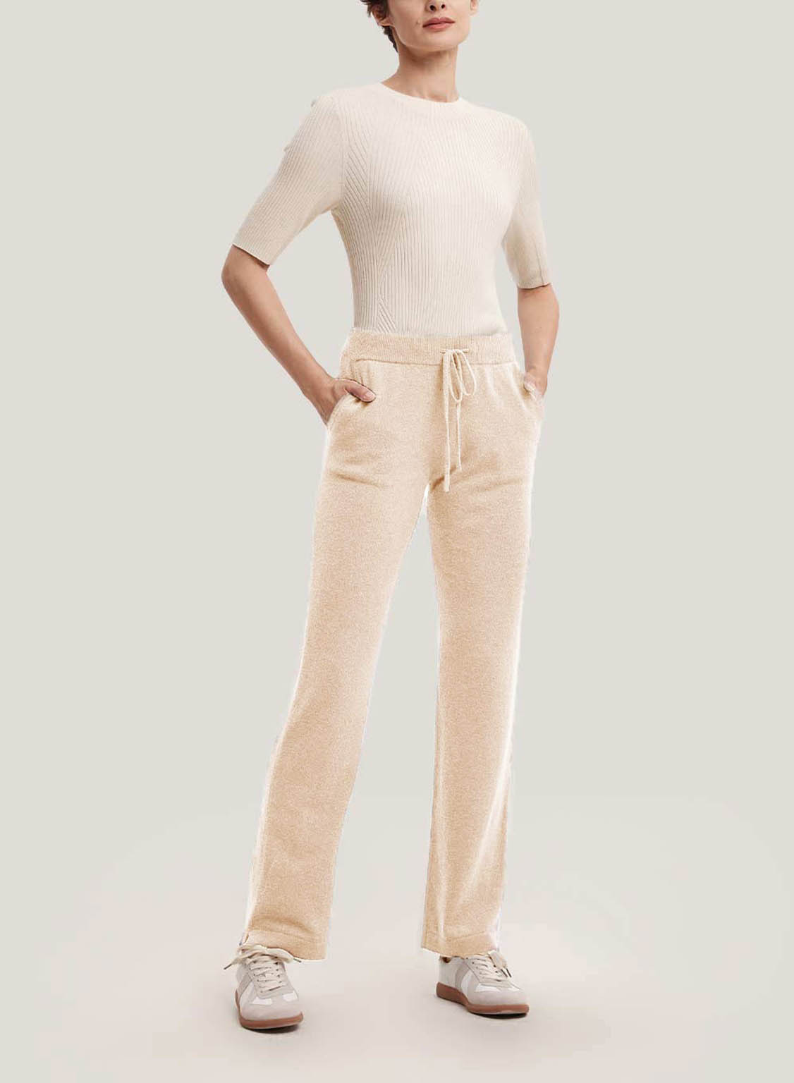 Straight-Leg Yak-Wool Blend Pants - Vanilla, L image