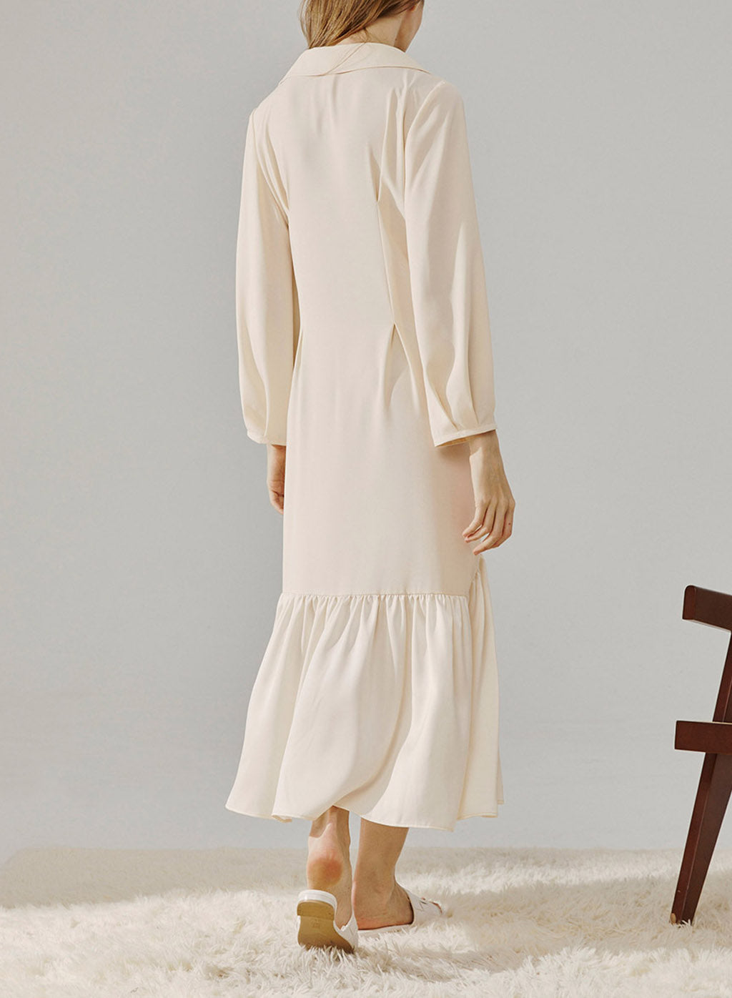 Long Gathered Shirt Dress image 1