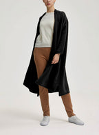 Slouchy Wool-Cashmere Long Cardigan - Black, M image