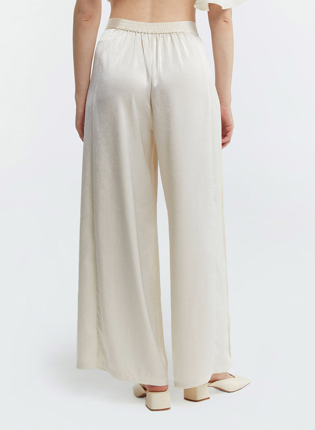 Satin Effect Drawstring Waist Pants image 1