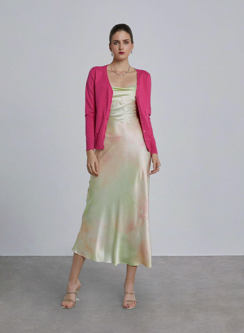 Fitted Buttoned Front Cotton Top - Fuschia, S image
