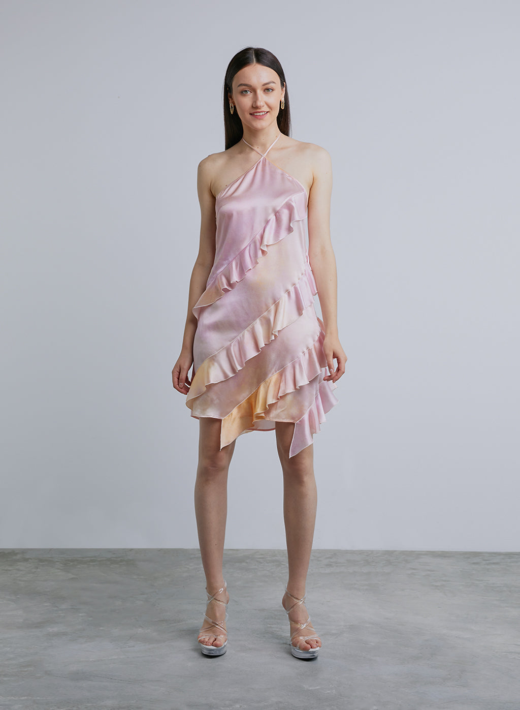 Ruffled Halterneck Silk Mini Dress image 0