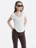 Waffle Buttoned Front T-shirt image 2