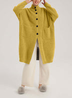 Box-Cut Camel Hair Cardi - Lemon Yellow, L image