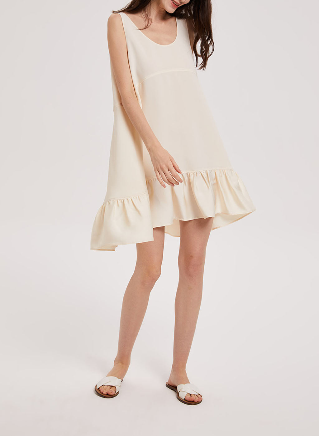 Ruffle Mini Dress - Whipping Cream, S image