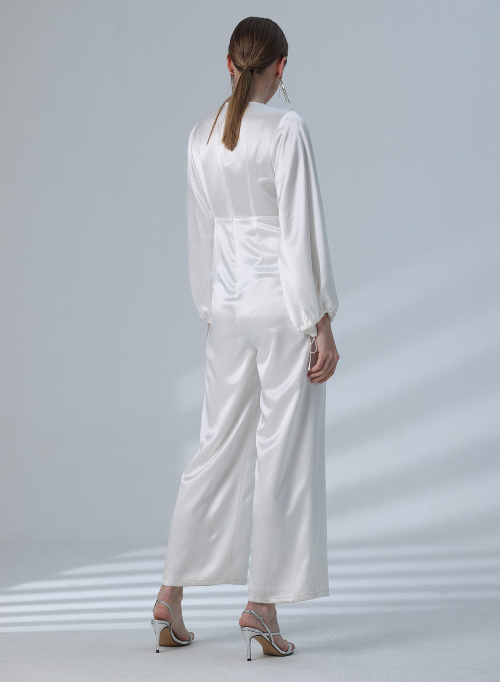 Plunge V-neck Long Sleeve Satin Jumpsuit image 1