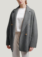 Peaked Lapel Wool Coat - Smoke, S image