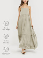 Backless Spaghetti Strap Dress - Provincial White, S image
